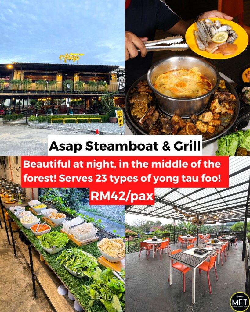 Asap steamboat & grill located in the middle of forest, serving halal steamboat and 23 types of yong tau foo!